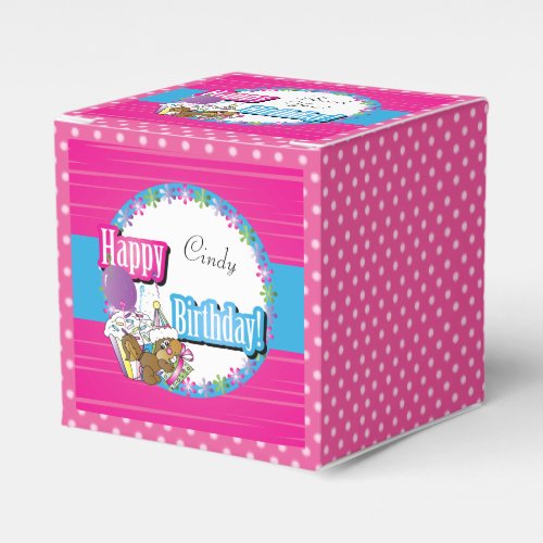 Happy Birthday Squirrel _ Pink Favor Boxes