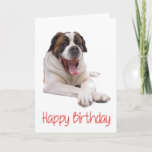 Happy Birthday St Bernard Puppy Dog Greeting Card (Front)