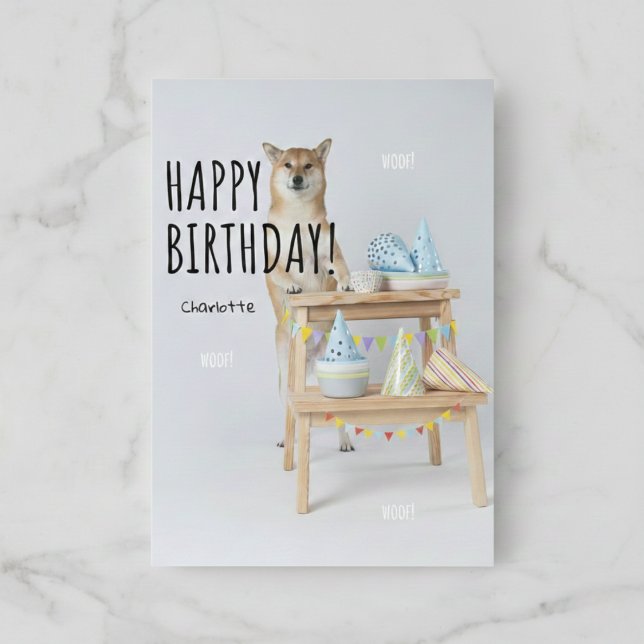 Happy Birthday Standing Shiba Inu Dog Card (Celebrate their birthday with a standing ovation.)