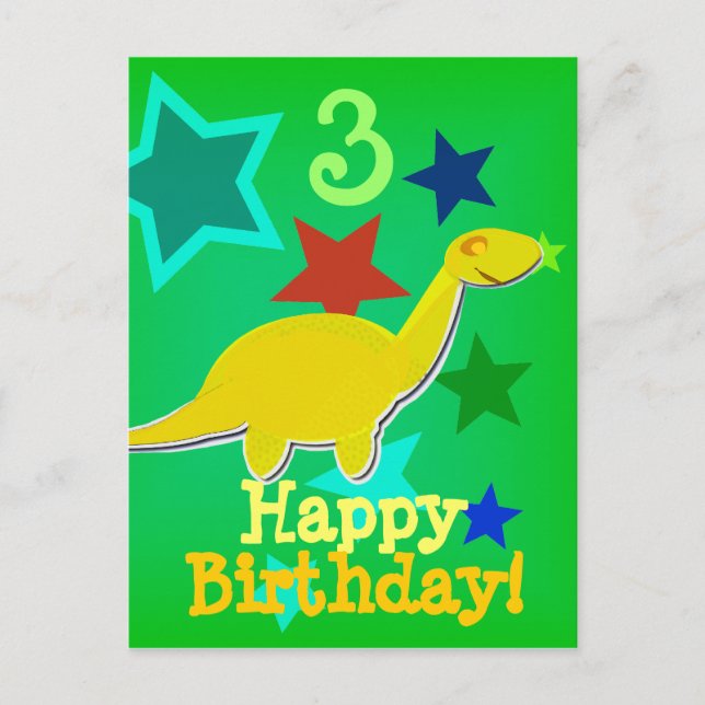 Happy Birthday Star Dinosaur Postcard (Front)