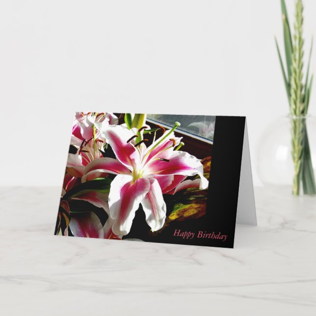 Happy Birthday ~ Stargazer Lily Card (Front)