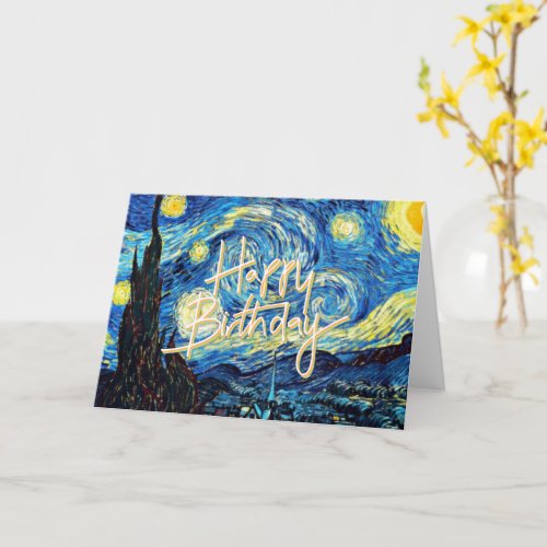 Happy Birthday Starry Night fine art Card