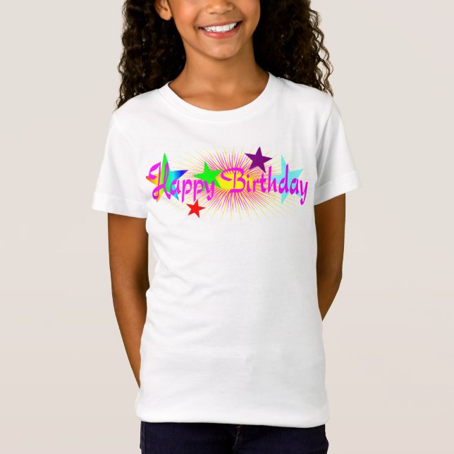 Happy Birthday & Stars - T-Shirt (Front)