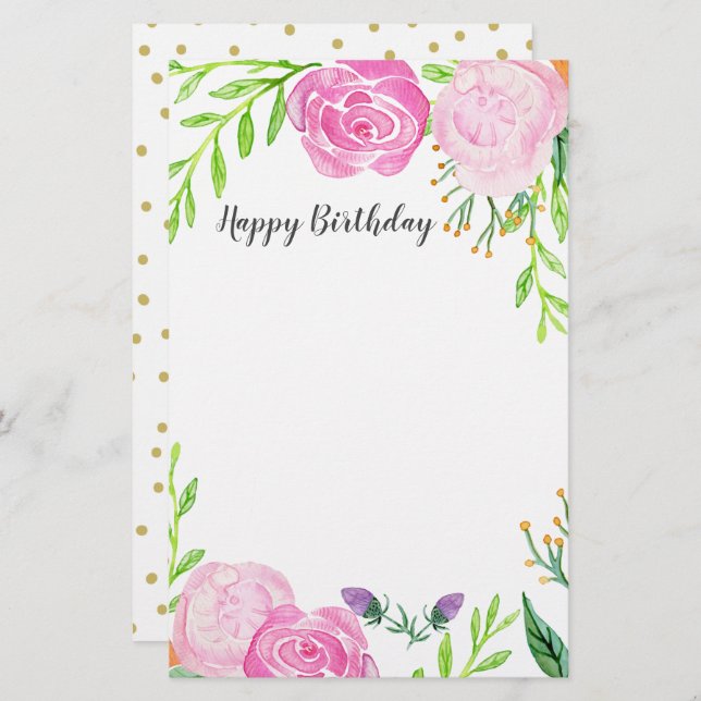 Happy Birthday Stationery (Front/Back)