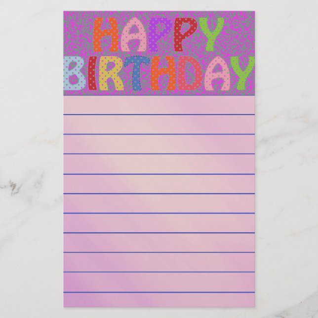 Happy Birthday Stationery (Front)