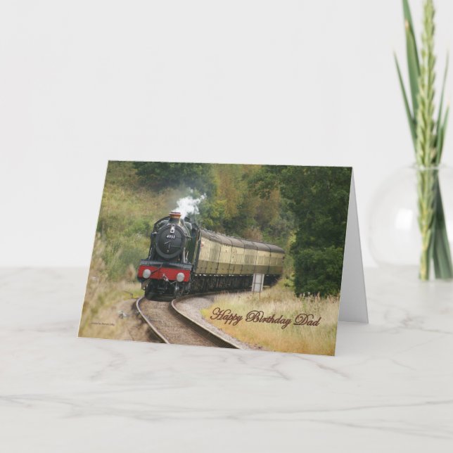 Happy Birthday Steam Locomotive for Dad Card (Front)