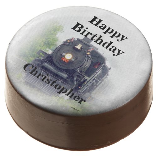 Happy birthday  steam train chocolate dipped oreo