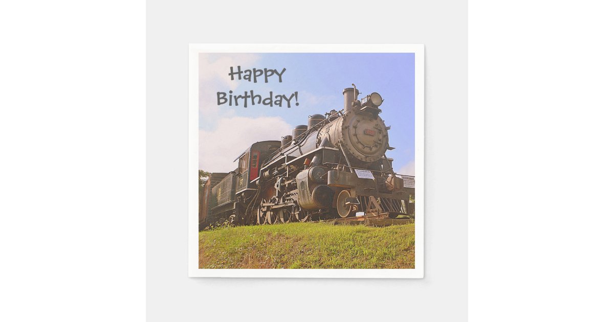 Happy Birthday Steam Train Paper Napkin Zazzle Com