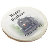 Happy birthday steam train sugar cookie (Angled)