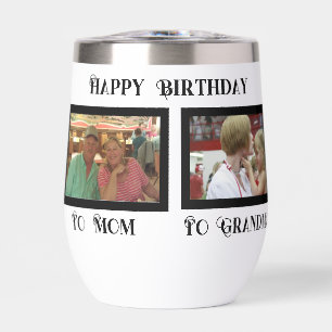 Happy Birthday Stemless Wine Tumbler, Thermal Wine Tumbler