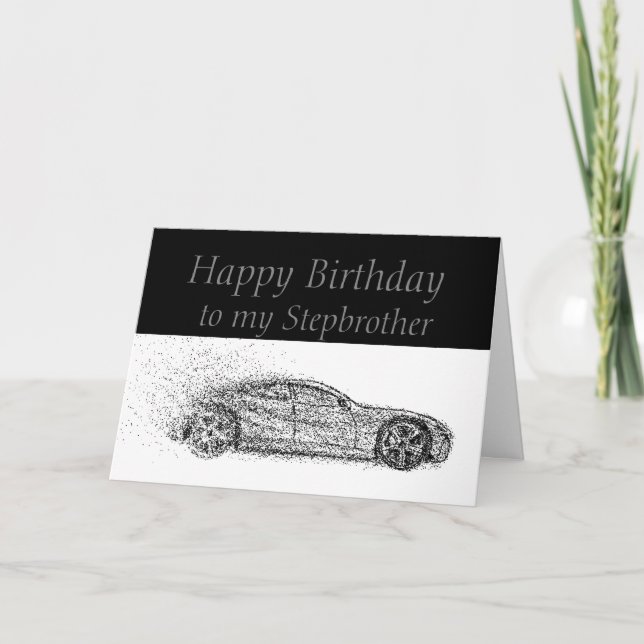 Happy Birthday Stepbrother Classic Cars Vehicles Card (Front)
