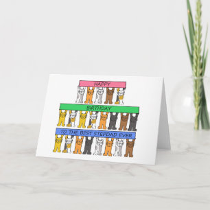 Happy Birthday Stepdad Cartoon Cats Card