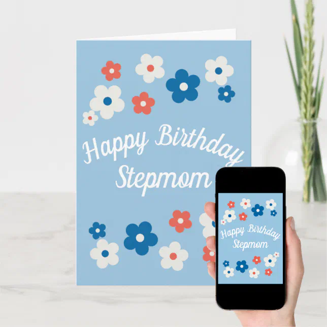 Happy Birthday Stepmom Pretty Floral Birthday Card Zazzle 