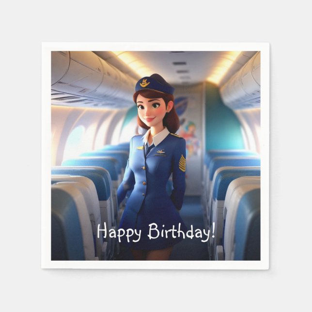 Happy Birthday Stewardess Napkins (Front)