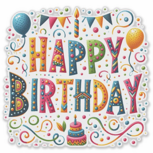 Happy Birthday Sticker (Front)