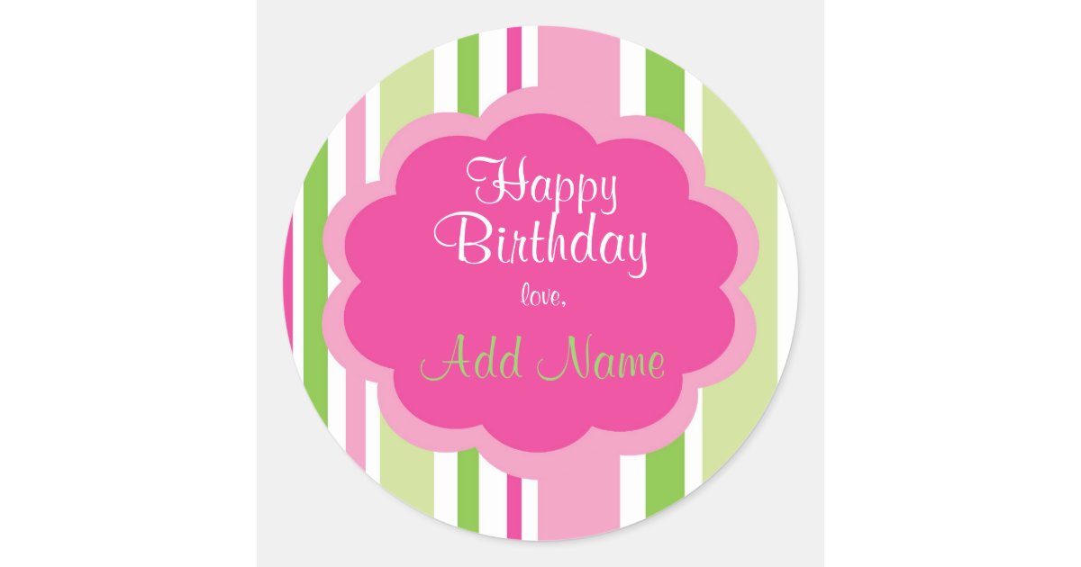 v craft invitations Happy Birthday Pink   Sticker Zazzle and Green
