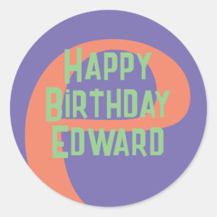 Happy Birthday Sticker – Purple Coral Mint Bright