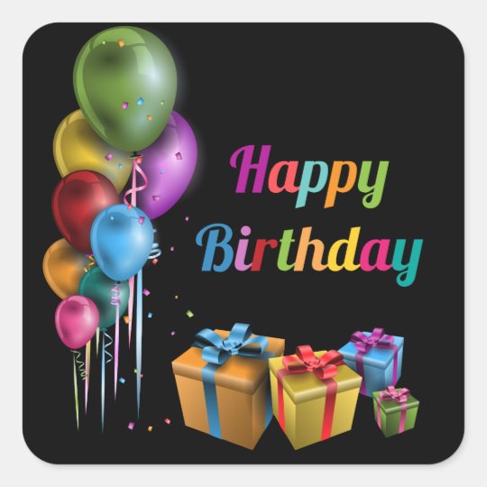  Happy  Birthday  sticker square Zazzle com