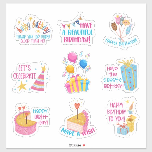 Happy Birthday Stickers (Sheet)