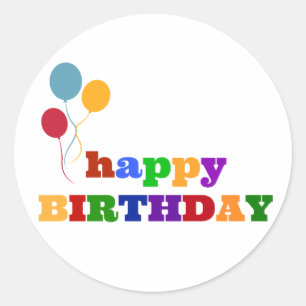 Happy Birthday Stickers Colorful Balloons