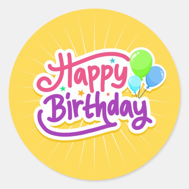 Happy Birthday Stickers in Yellow (Front)