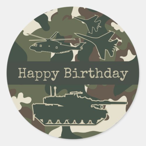 Happy Birthday Stickers _ Military Camouflage