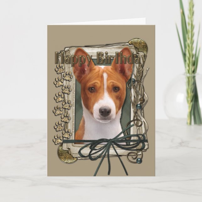 Happy Birthday - Stone Paws - Basenji Card (Front)