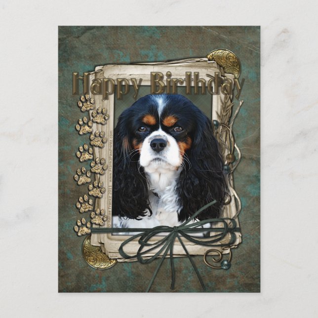 Happy Birthday - Stone Paws - Cavalier Postcard (Front)
