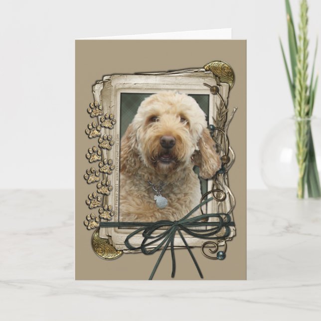 Happy Birthday - Stone Paws - GoldenDoodle Card (Front)