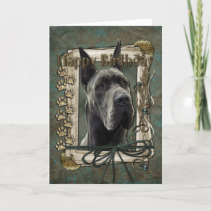 Happy Birthday - Stone Paws - Great Dane - Gray Card