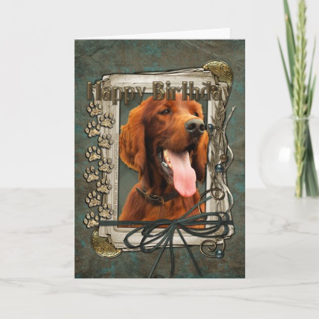 Happy Birthday - Stone Paws - Irish Setter Card (Front)
