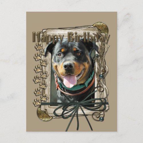 Happy Birthday _ Stone Paws _Rottweiler SambaParTi Postcard