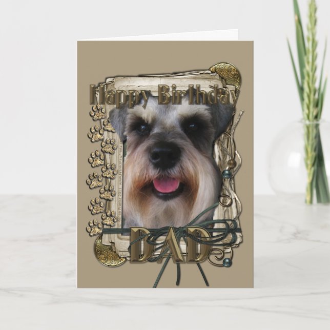 Happy Birthday - Stone Paws - Schnauzer - Dad Card (Front)