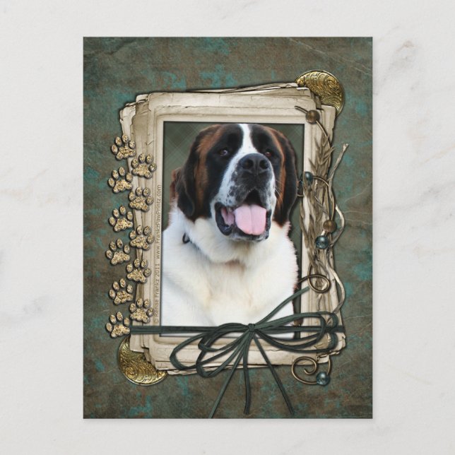 Happy Birthday - Stone Paws - St Bernard - Mae Postcard (Front)