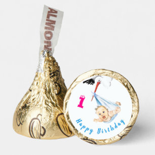 Happy Birthday - Stork Carrying Baby - Personalize Hershey®'s Kisses®