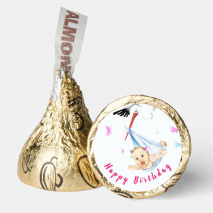 Happy Birthday - Stork Carrying Baby  Personalized Hershey®'s Kisses®