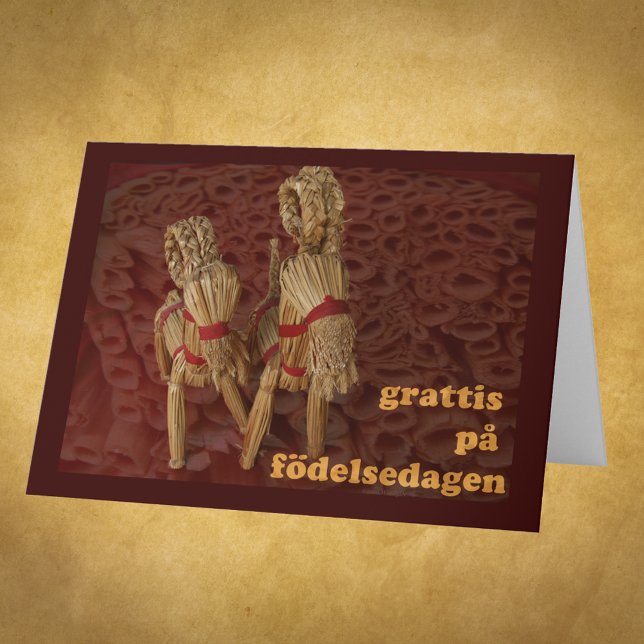 Happy Birthday Straw Goats card in Swedish (Creator Uploaded)