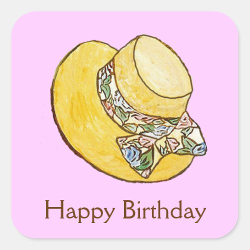 Happy Birthday Straw Hat Sticker