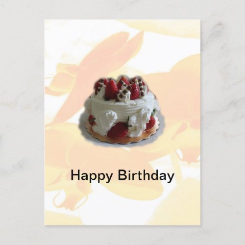 happy birthday strawberry chocolate cake postcard