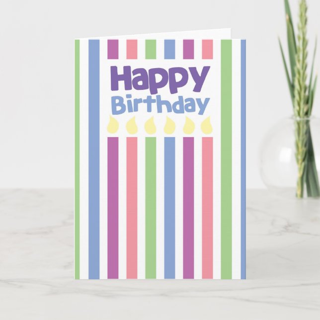 Happy Birthday stripey card (Front)