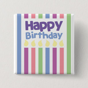 Happy Birthday stripey card Pinback Button