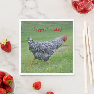 Happy Birthday Strolling Chicken Napkins