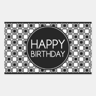 Black And White Happy Birthday Stickers | Zazzle