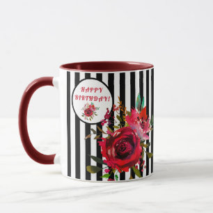 HAPPY BIRTHDAY STUNNING FLORAL COFFEE MUG