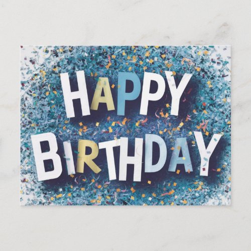 Happy birthday stylish fonts with confetti art postcard