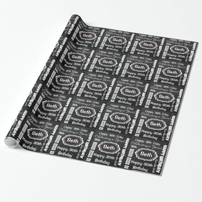Happy Birthday Subway Art Style | Personalize Wrapping Paper (Unrolled)