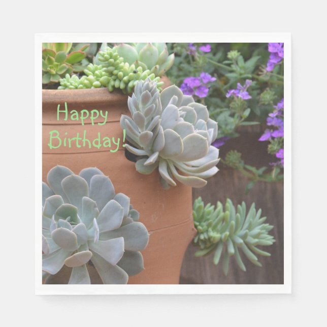 Happy Birthday Succulent Addict Napkins (Front)