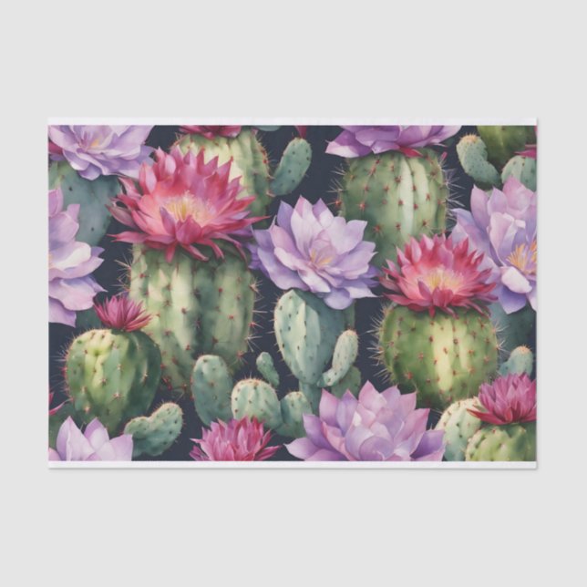 Happy Birthday Succulent Plants, Cactus Flowers  Tissue Paper (Front)