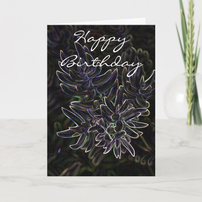 Happy Birthday Succulent Sedum Card (Front)