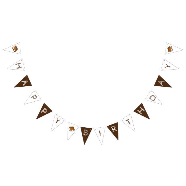 Happy Birthday Summer Camp Campfire S'mores Smores Bunting Flags (All)